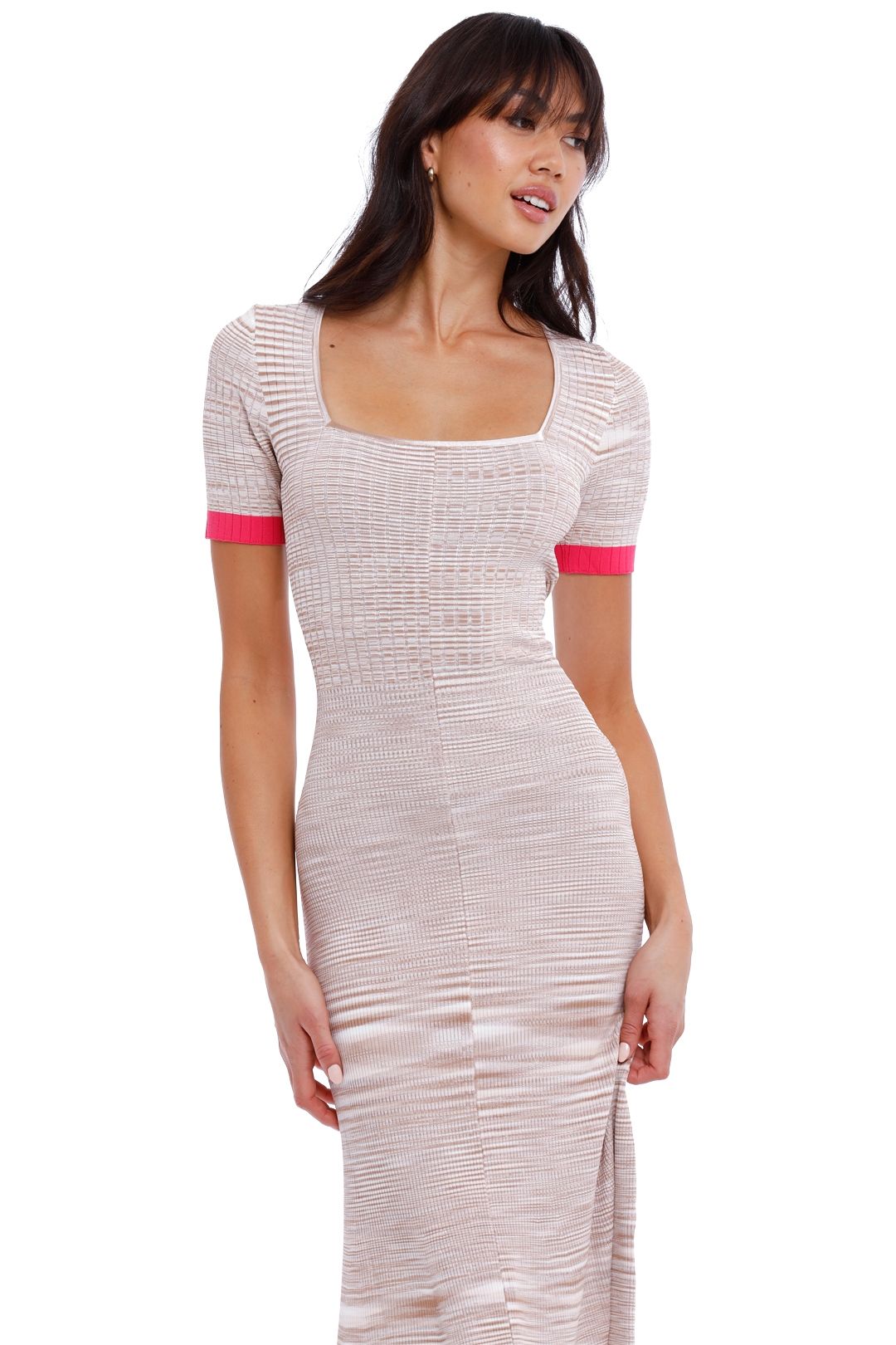 By Johnny Knit Midi Nude Marle Pink Straight Neckline