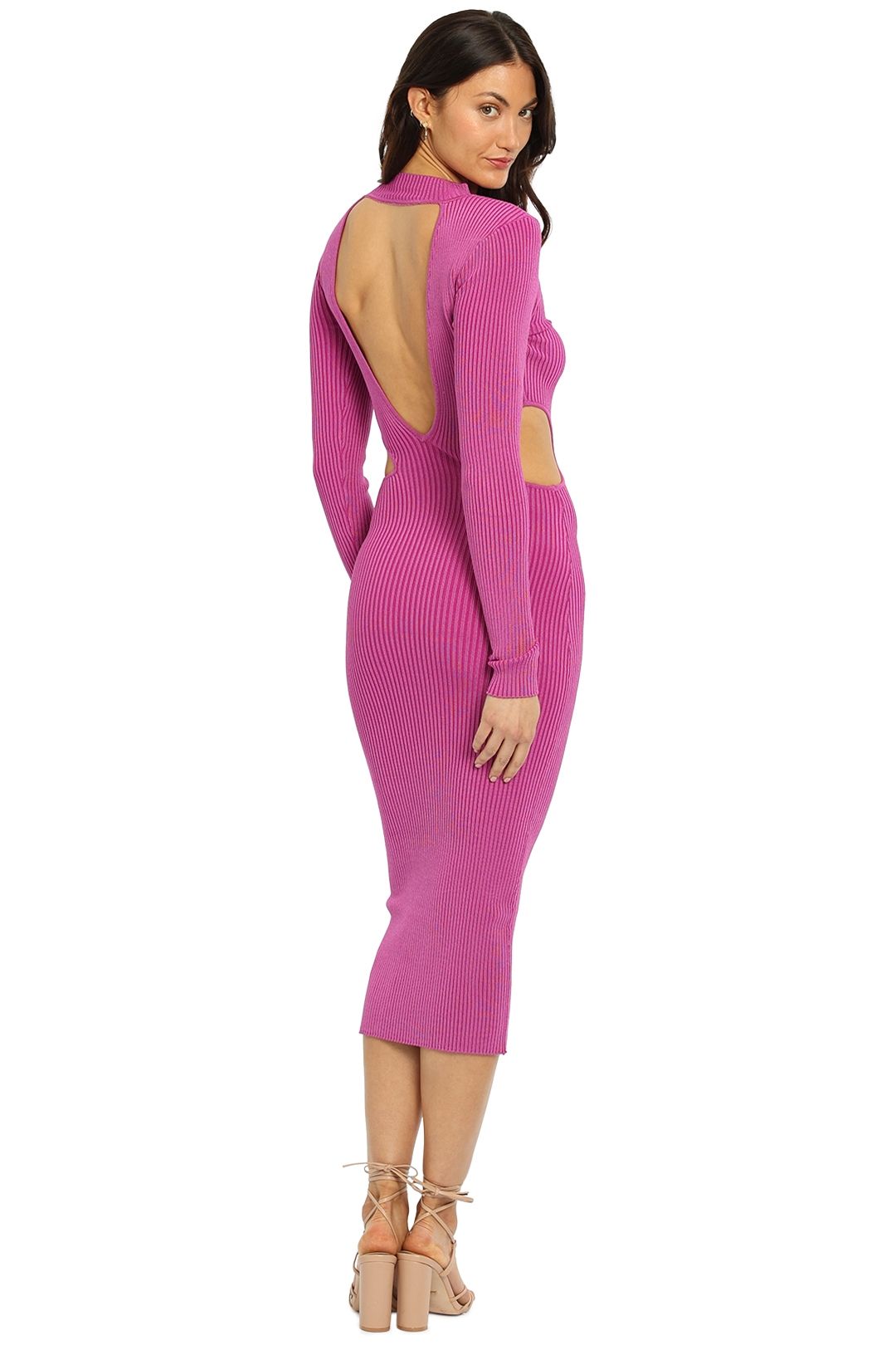 By Johnny Raine Knit Midi Dress Berry Backless