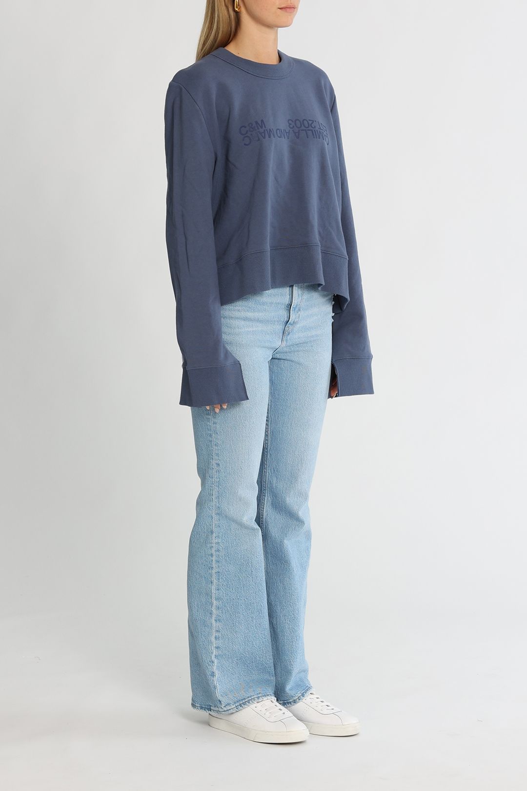 C&M Camilla and Marc James Logo Crew Azure Blue Split Cuffs