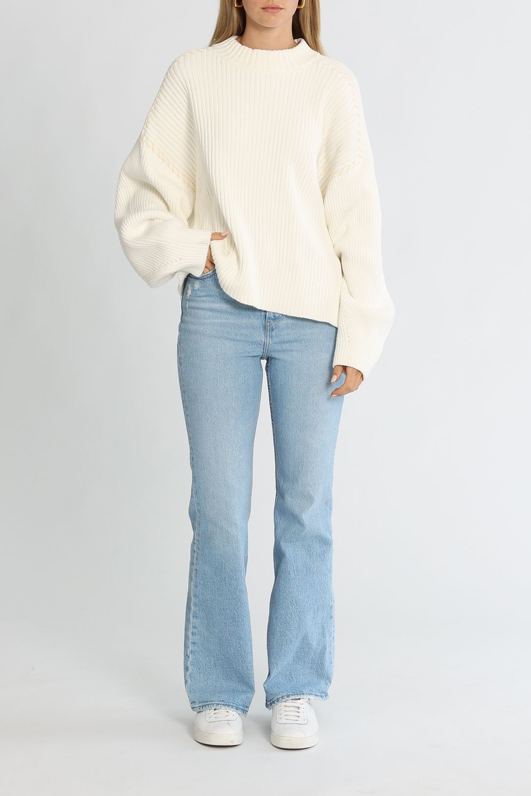 C&M Camilla and Marc Ray Knit Crew Frost