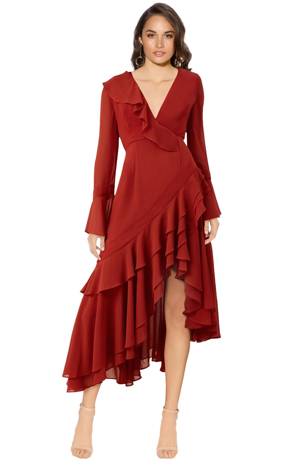 C/MEO Collective - Allude Long Sleeve Dress - Red - Front