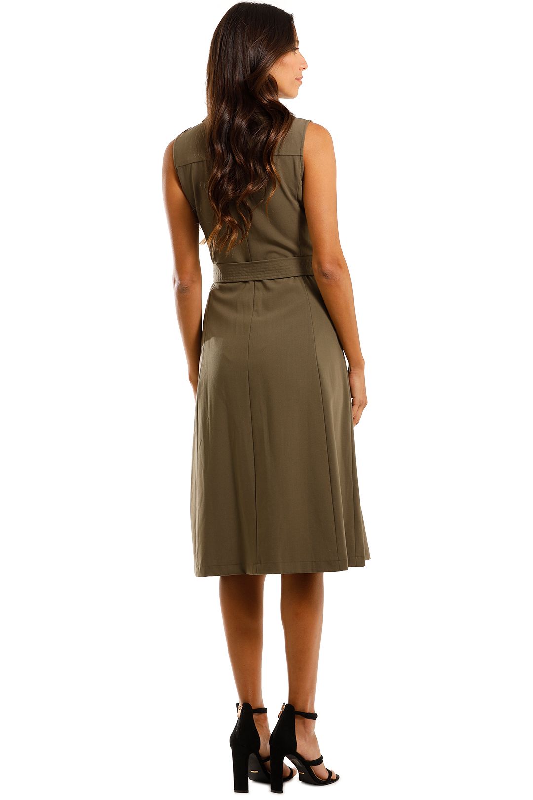 Sleeveless Button Front Dress | Calvin Klein | GlamCorner