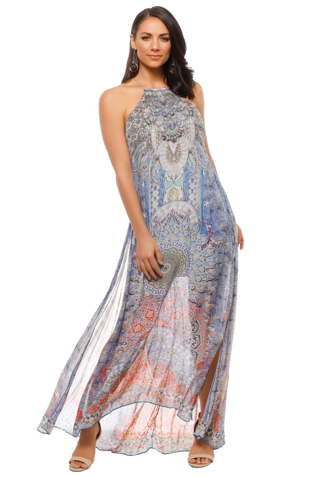 Camilla - Concubine Realm Sheer Overlay Dress - Blue Prints - Side