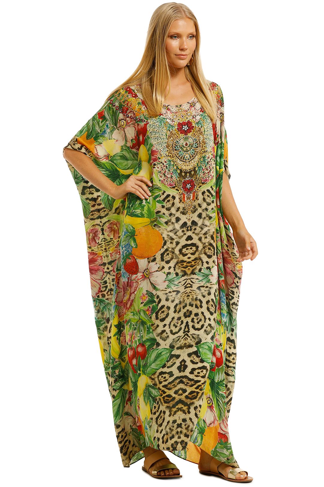 Cool Cat Round Neck Kaftan by Camilla for Hire | GlamCorner