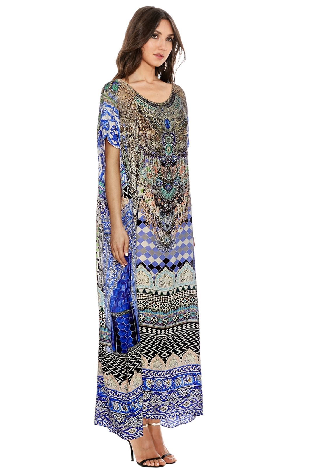 Camilla - Courtyard of Maidens Round Neck Kaftan - Prints - Side