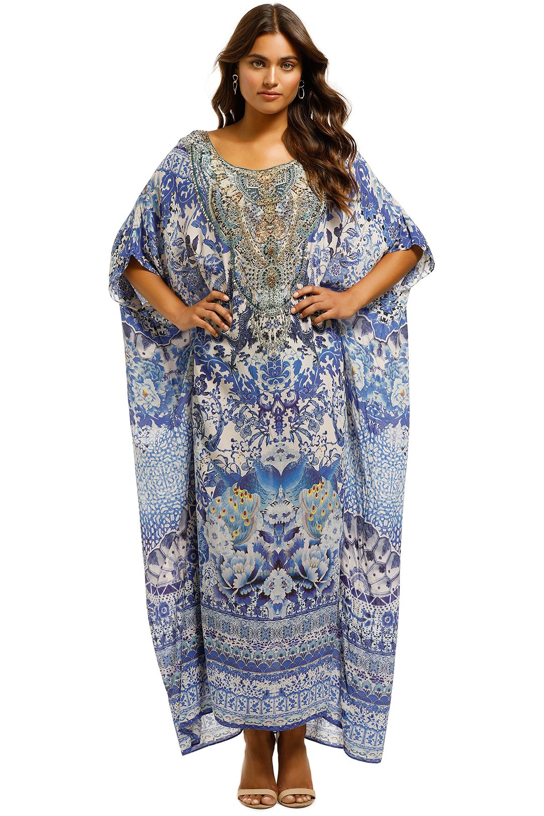 Camilla - Guardians of Secrets Round Neck Kaftan - Prints - Front