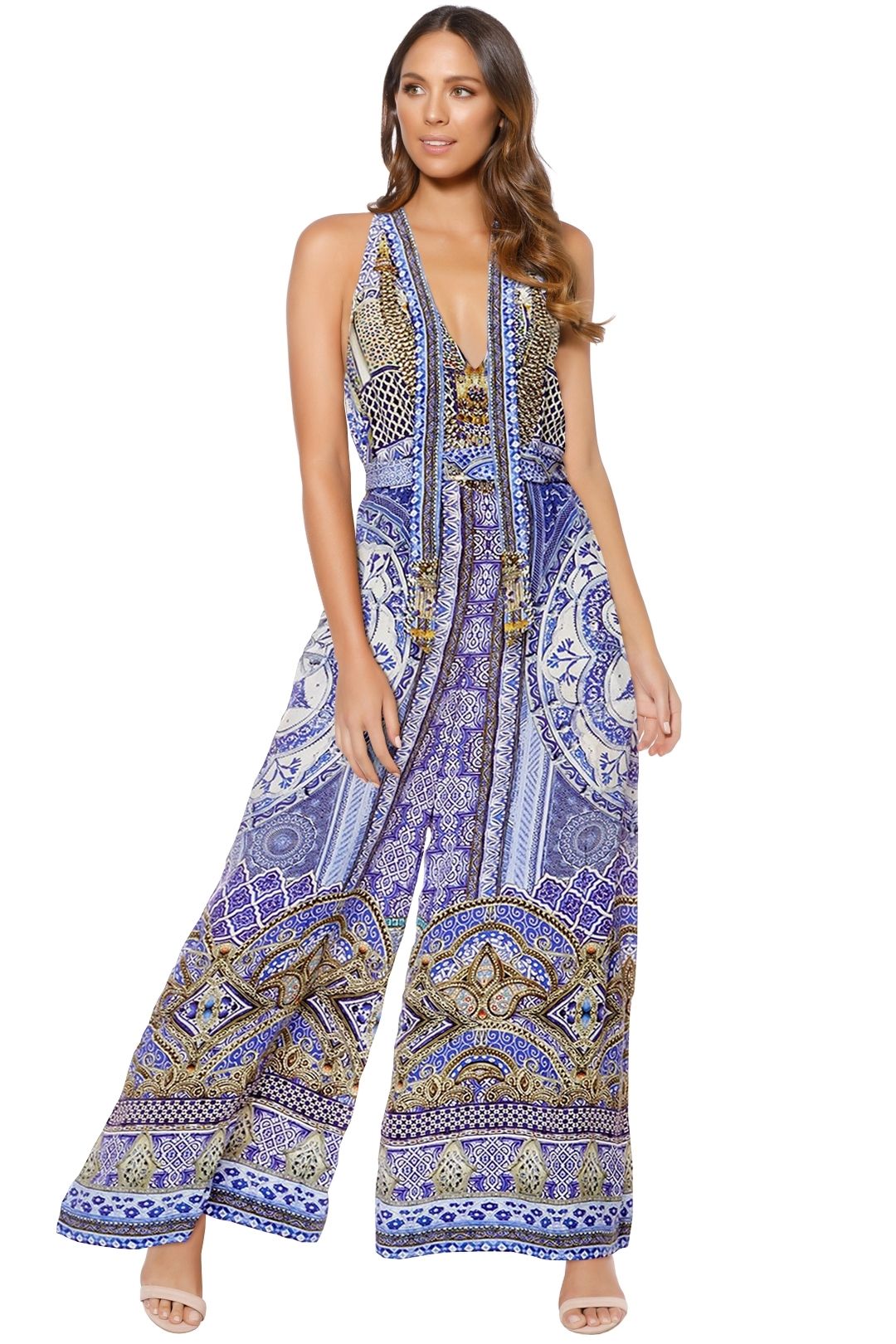 Camilla - It Was All A Dream Keyhole Front Jumpsuit - Prints - Front