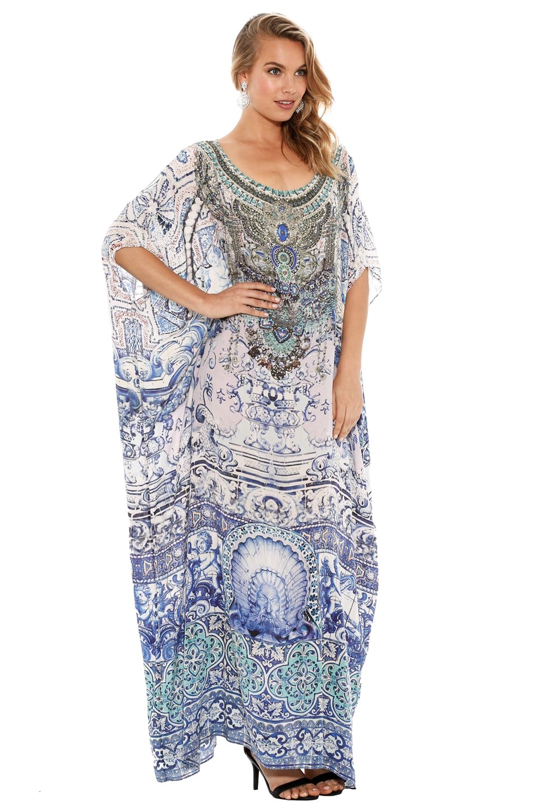 Camilla - Temptress of the Deep Round Neck Kaftan - Prints - Front