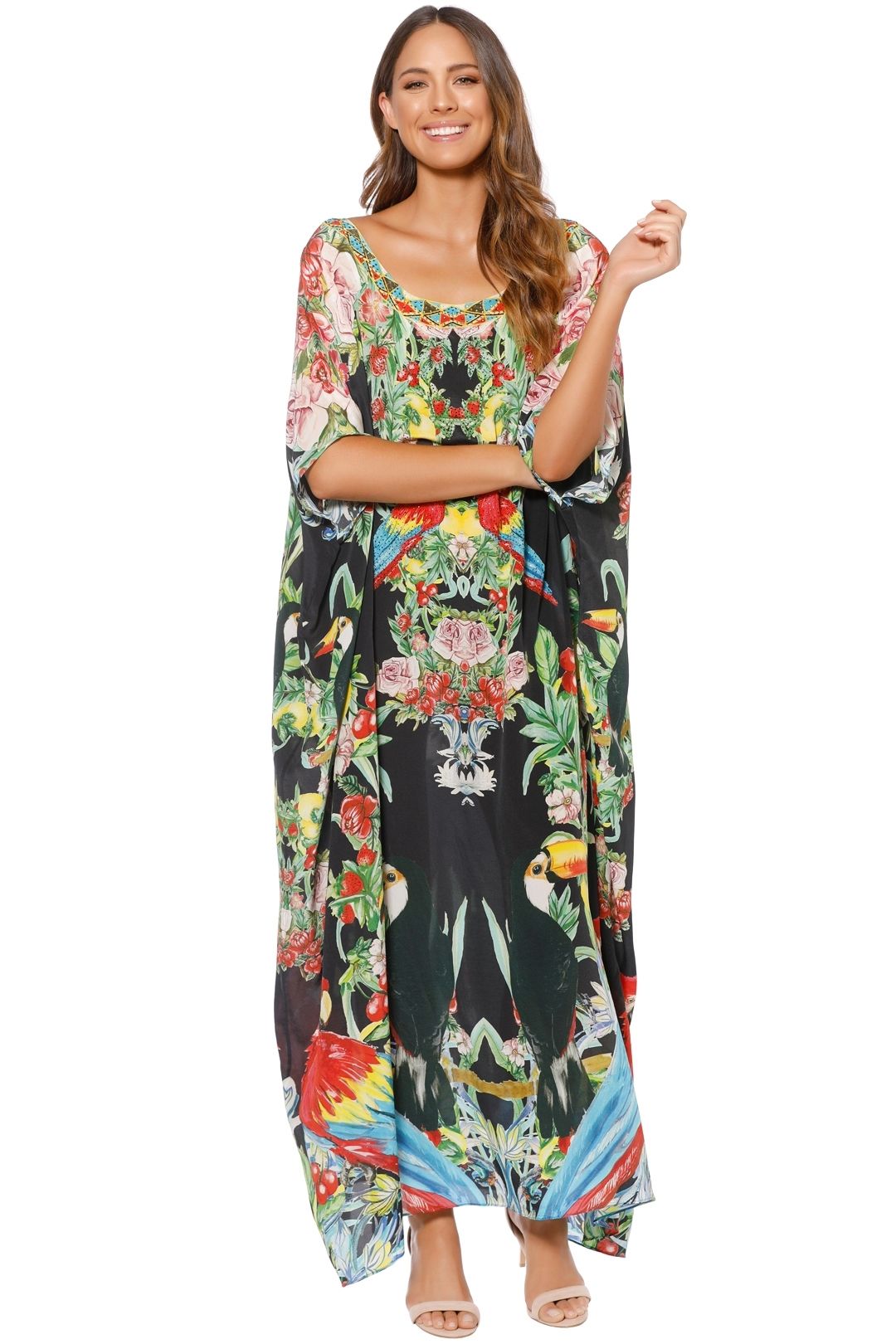 Camilla - Toucan Play Round Neck Kaftan - Prints - Front