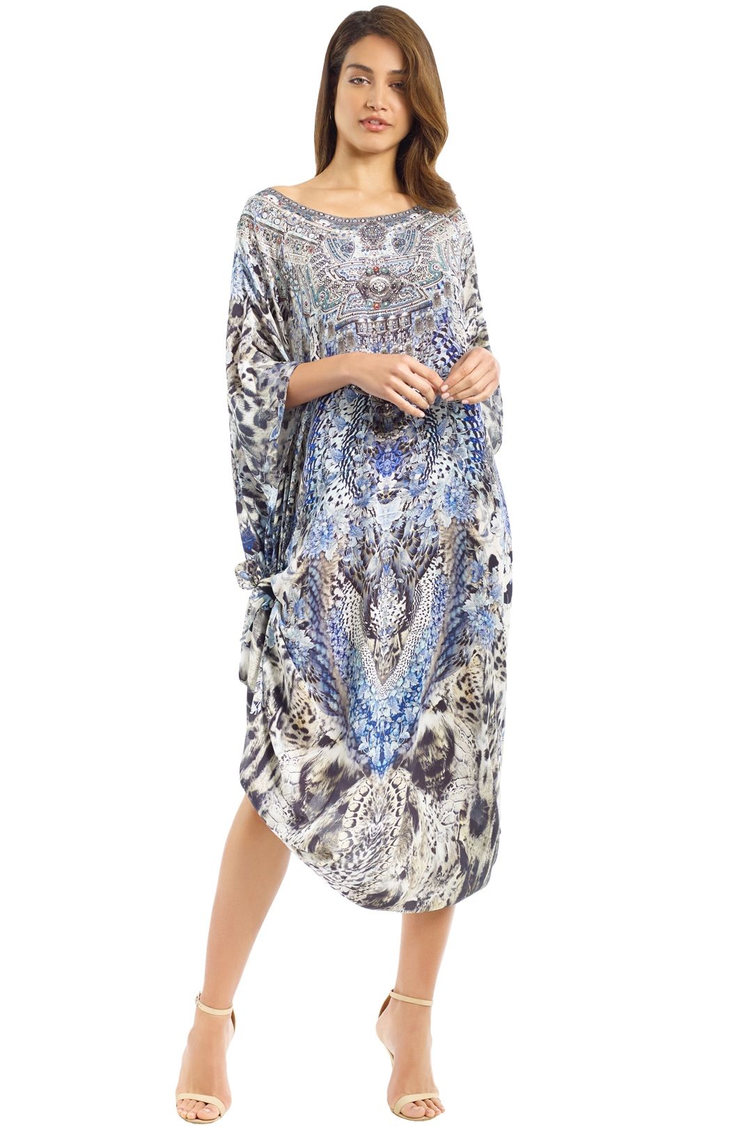 Camilla - Tribal Jewels Kaftan - Blue - Front