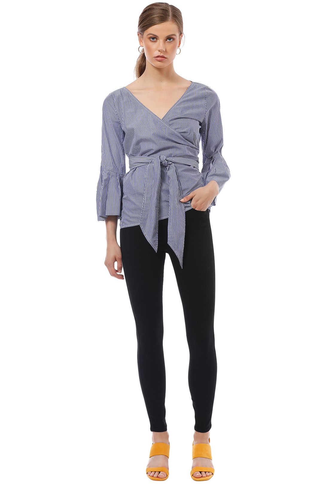 Camilla and Marc - Ashworth Wrap Top - Blue Stripe - Front