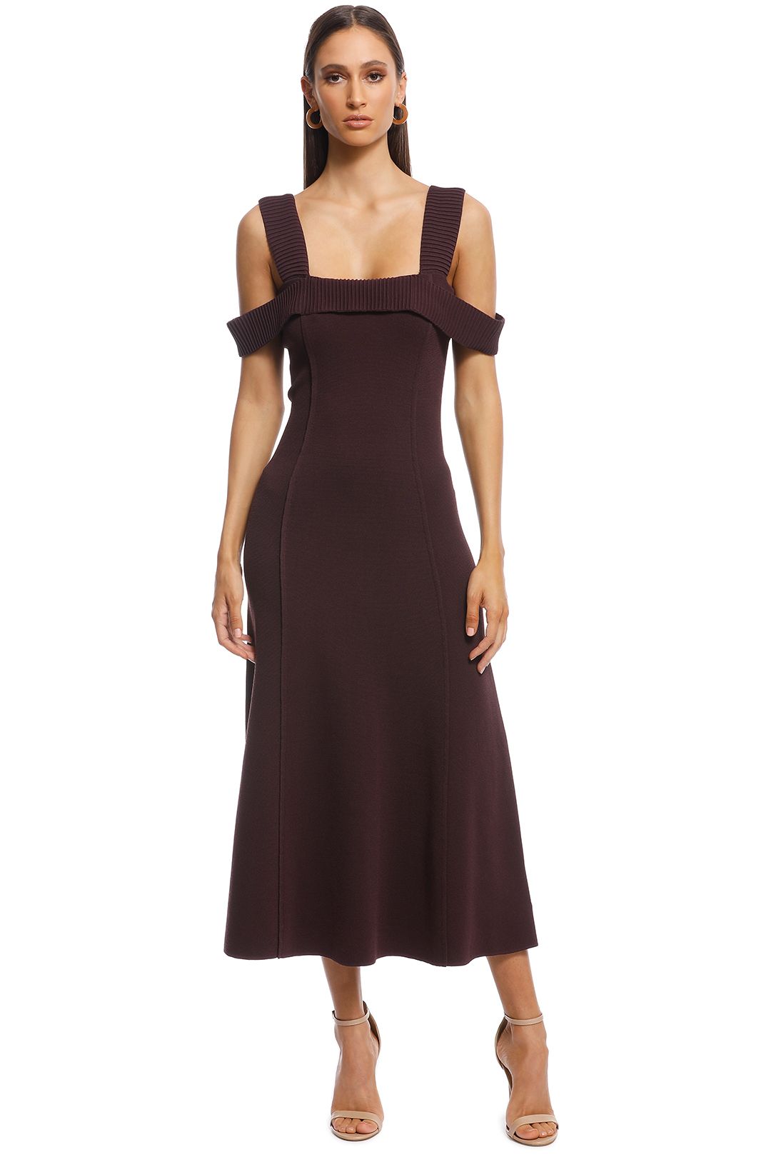 Camilla and Marc - Carole Fit and Flare Midi Dress - Burgundy - Front