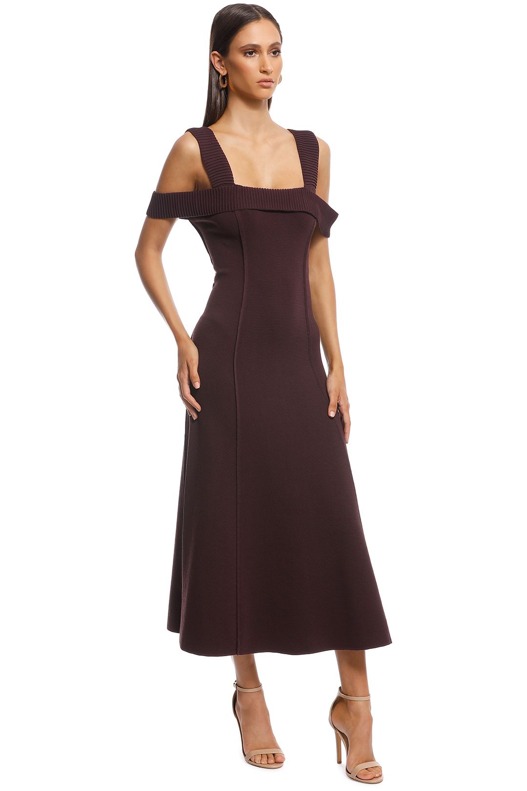 Camilla and Marc - Carole Fit and Flare Midi Dress - Burgundy - Side