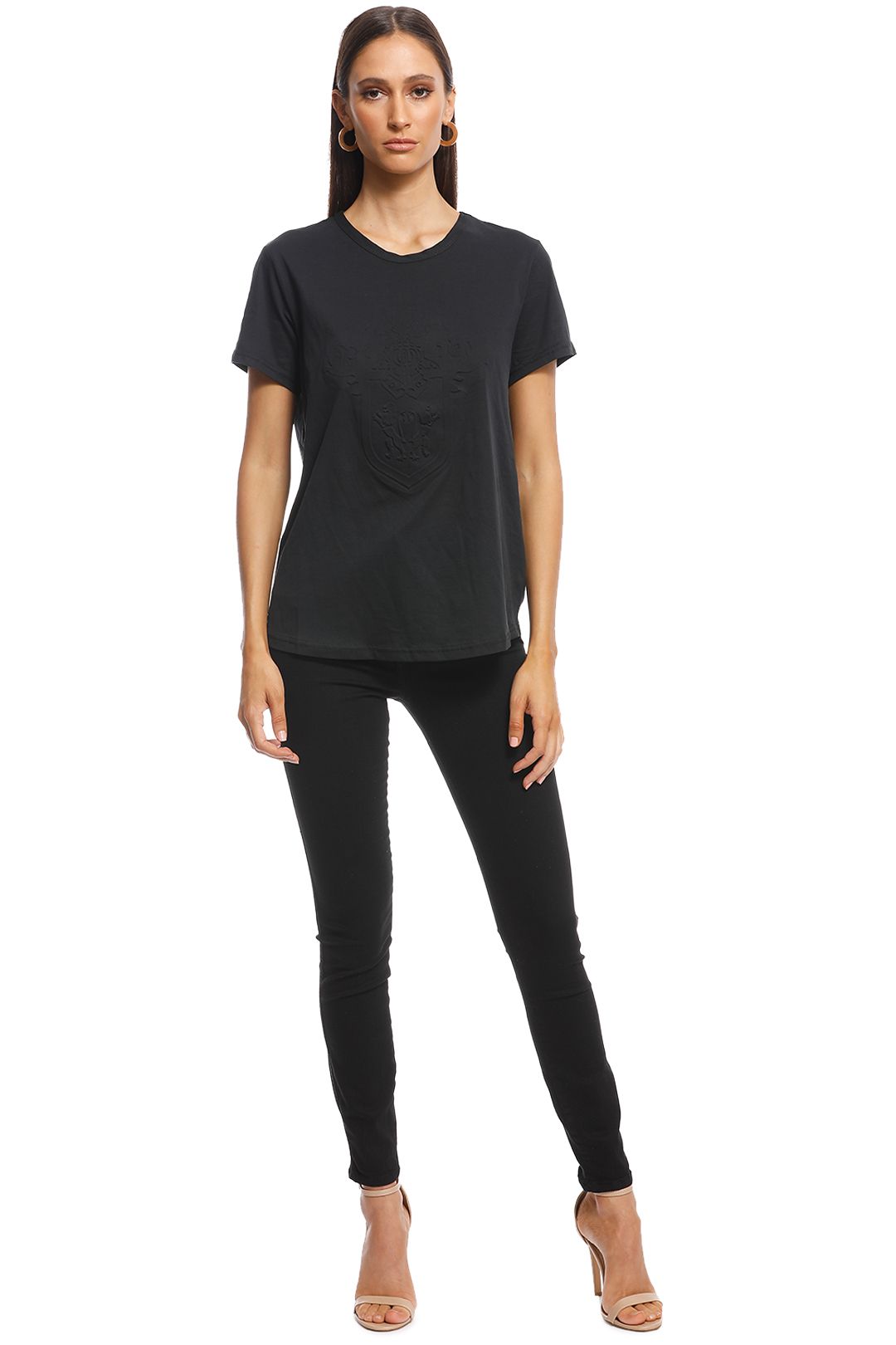 Camilla and Marc - Fay Crest Tee - Black - Front