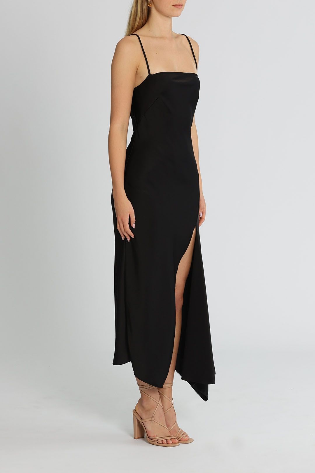 Camilla and Marc Acacia Square Neck Dress Black Leg Split