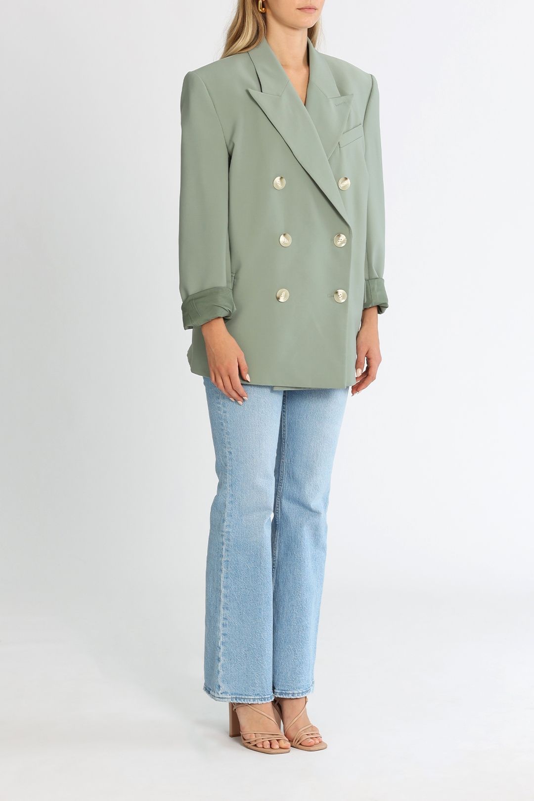 Camilla and Marc Aston Jacket Dusty Jade Double Breasted Closure