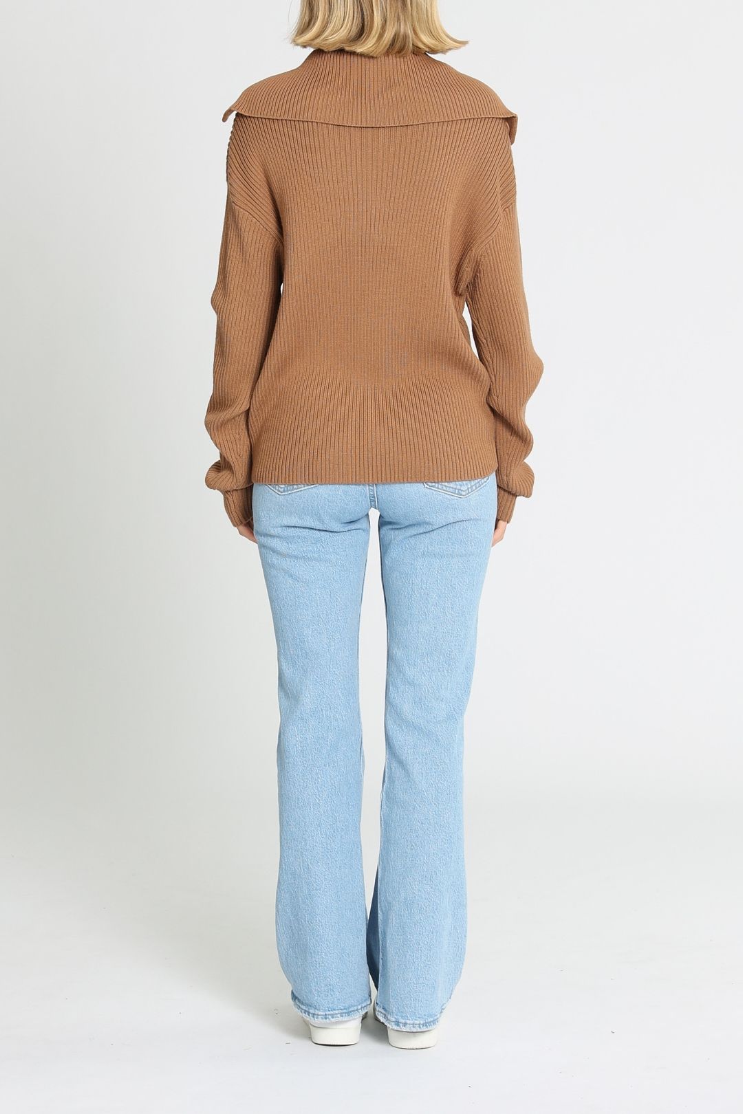Camilla and Marc Dena Collared Knit Tan Relaxed