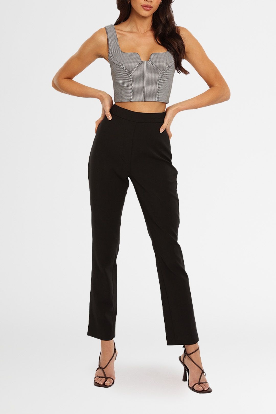 Camilla and Marc Kinslee Bustier Houndstooth Top