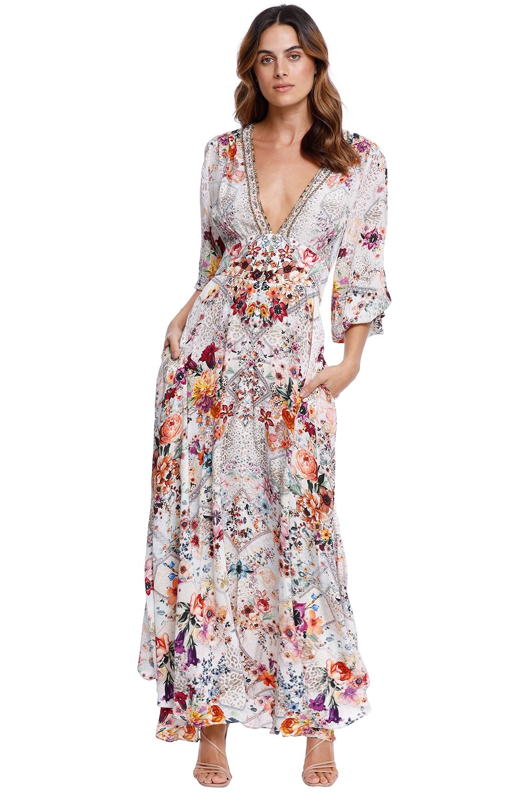 Camilla Button Dress With Shaped Waistband maxi
