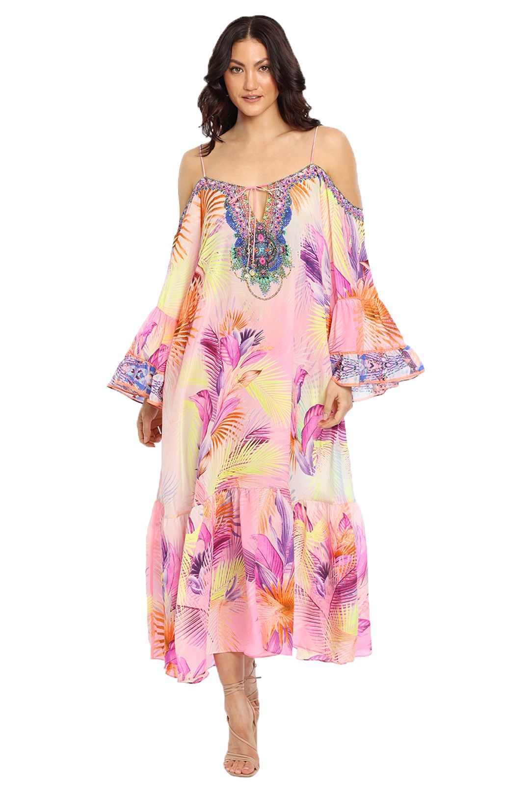 Camilla Drop Shoulder Long Sleeve Dress South Beach Sunrise