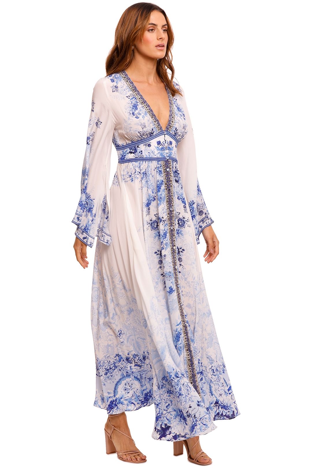 Camilla Kimono Sleeve Dress With Shirring Detail Floral