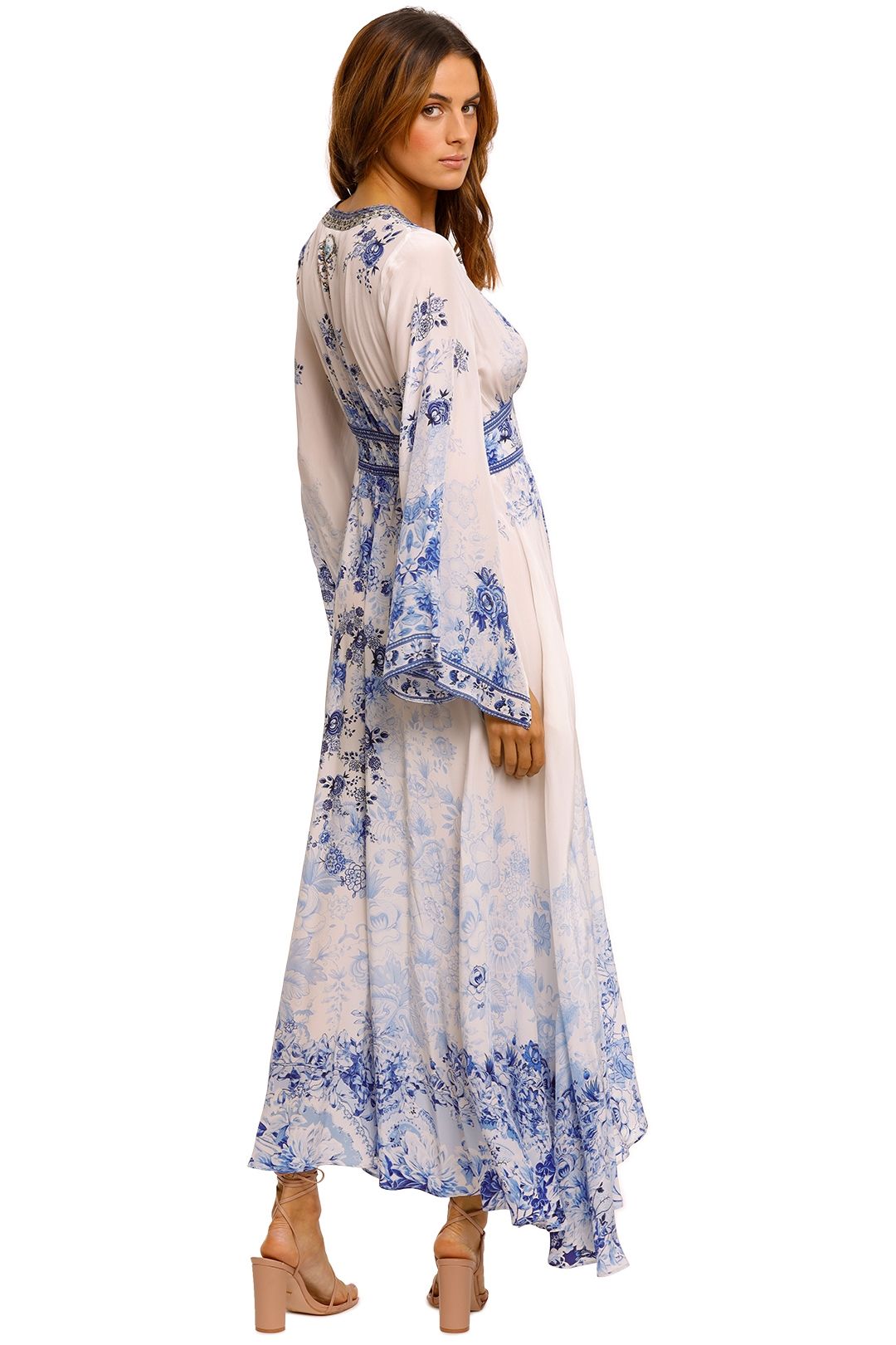 Camilla Kimono Sleeve Dress With Shirring Detail Long Sleeve