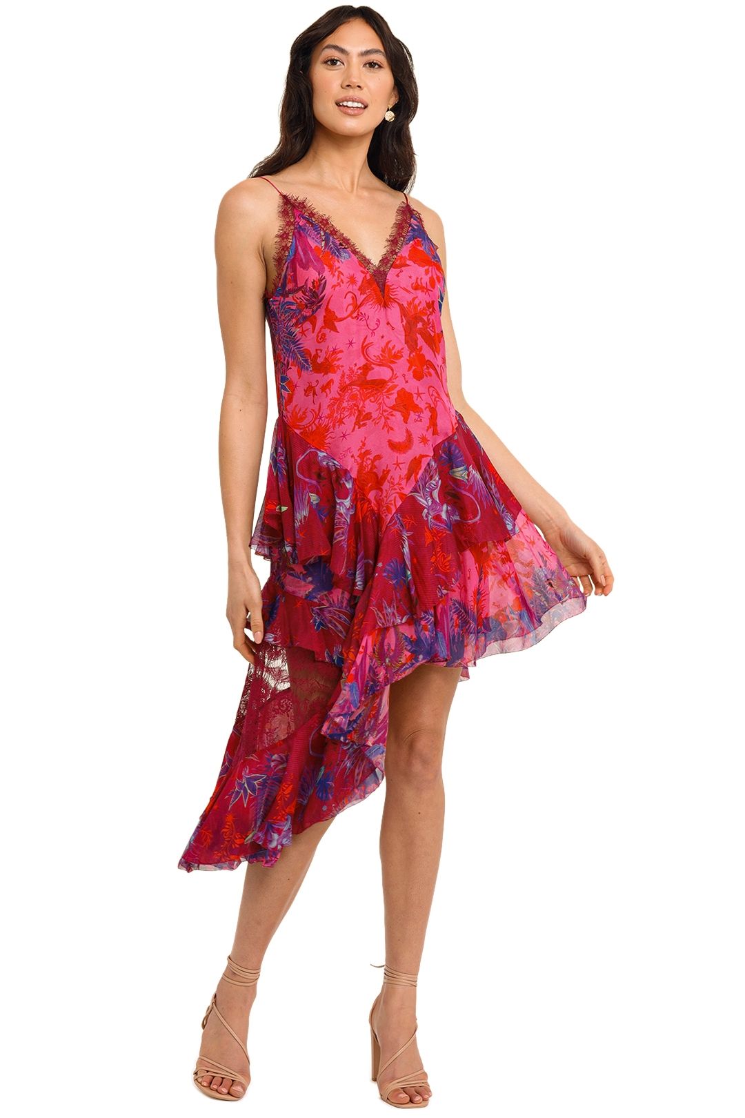 Camilla Layered Asymmetrical Dress Tropic Of Neon floral
