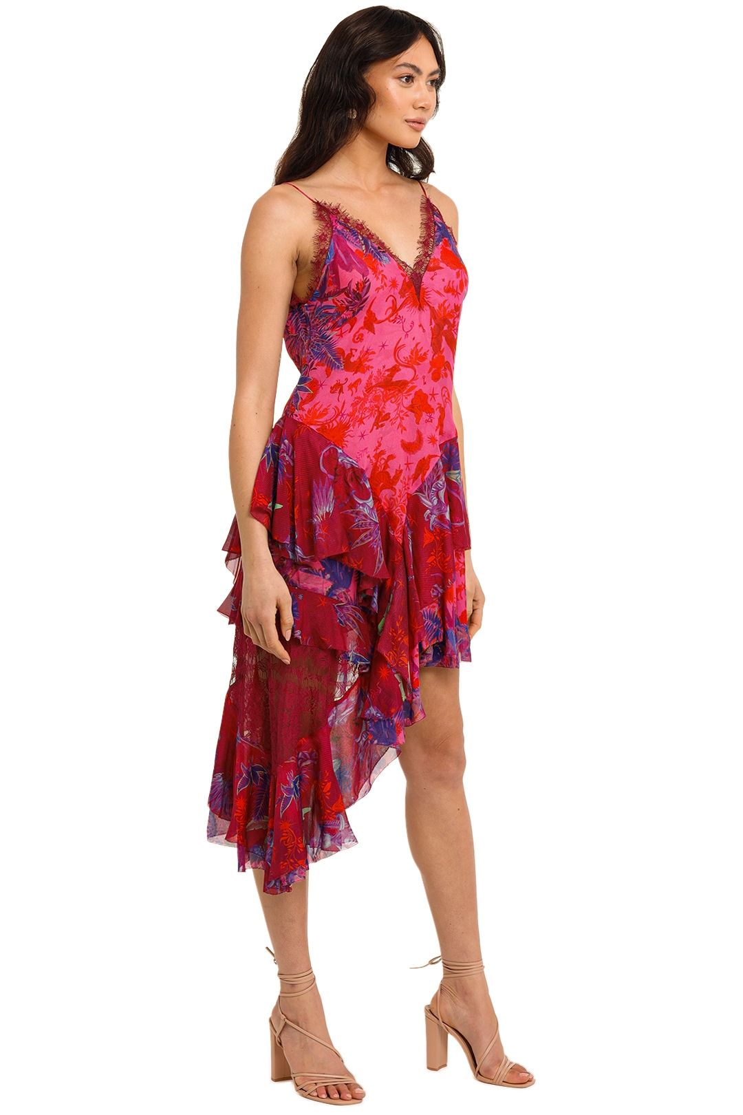 Camilla Layered Asymmetrical Dress Tropic Of Neon pink