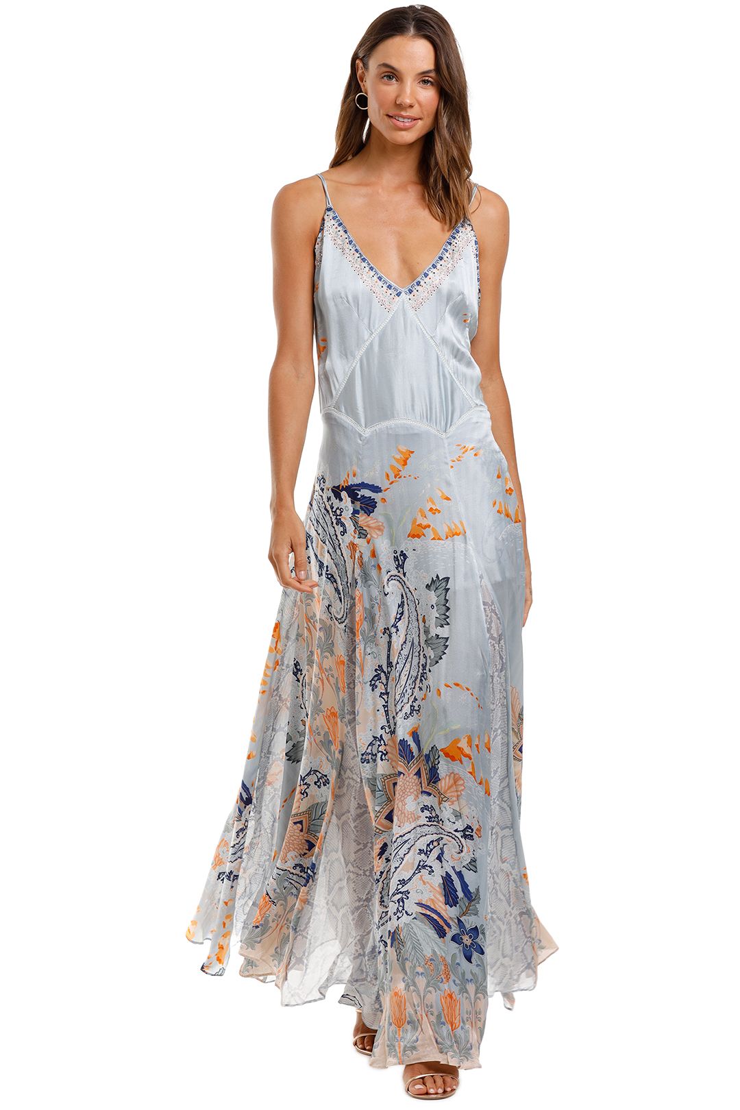 Camilla Long Slip Dress With Godets