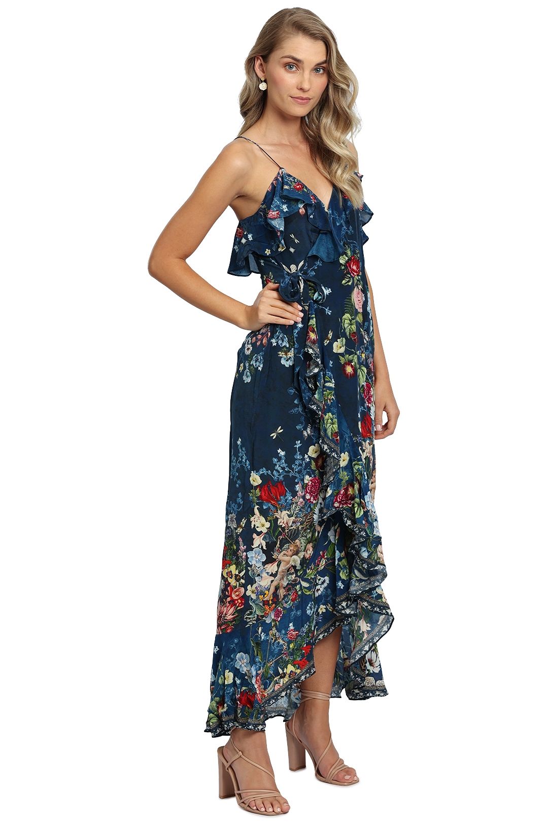 Camilla Long Wrap Dress Dreams Of Midsummer Navy Blue