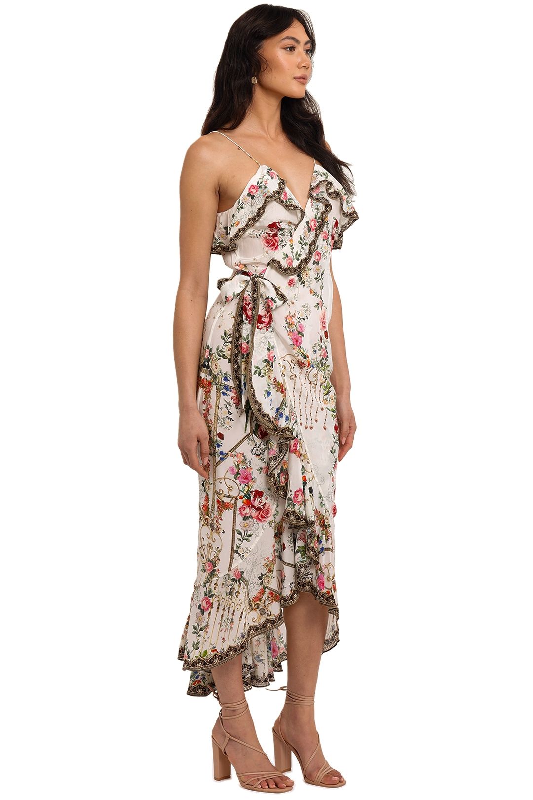 Camilla Long Wrap Dress With Frill Star Crossed Lovers Wrap