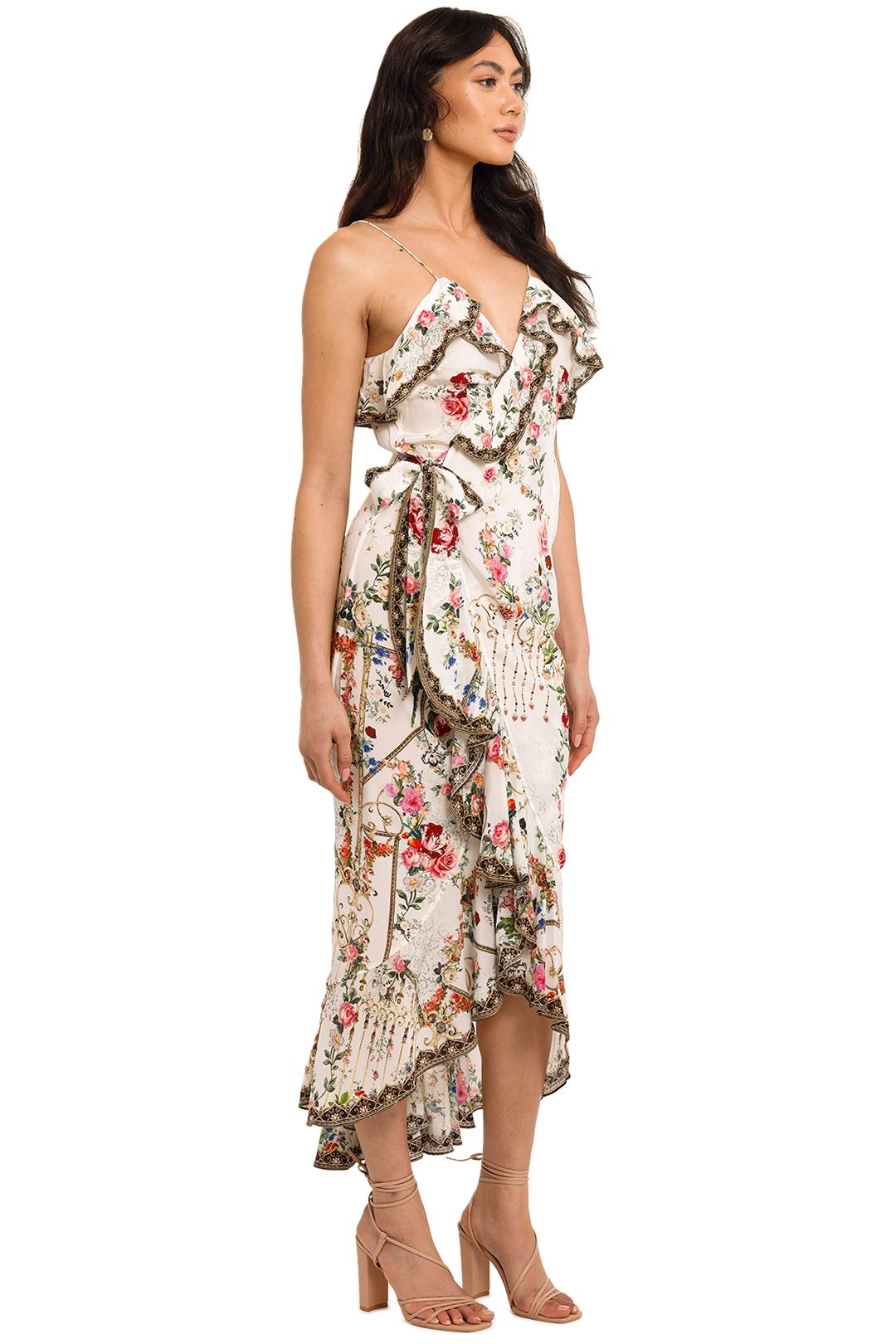Camilla Long Wrap Dress With Frill Star Crossed Lovers Wrap