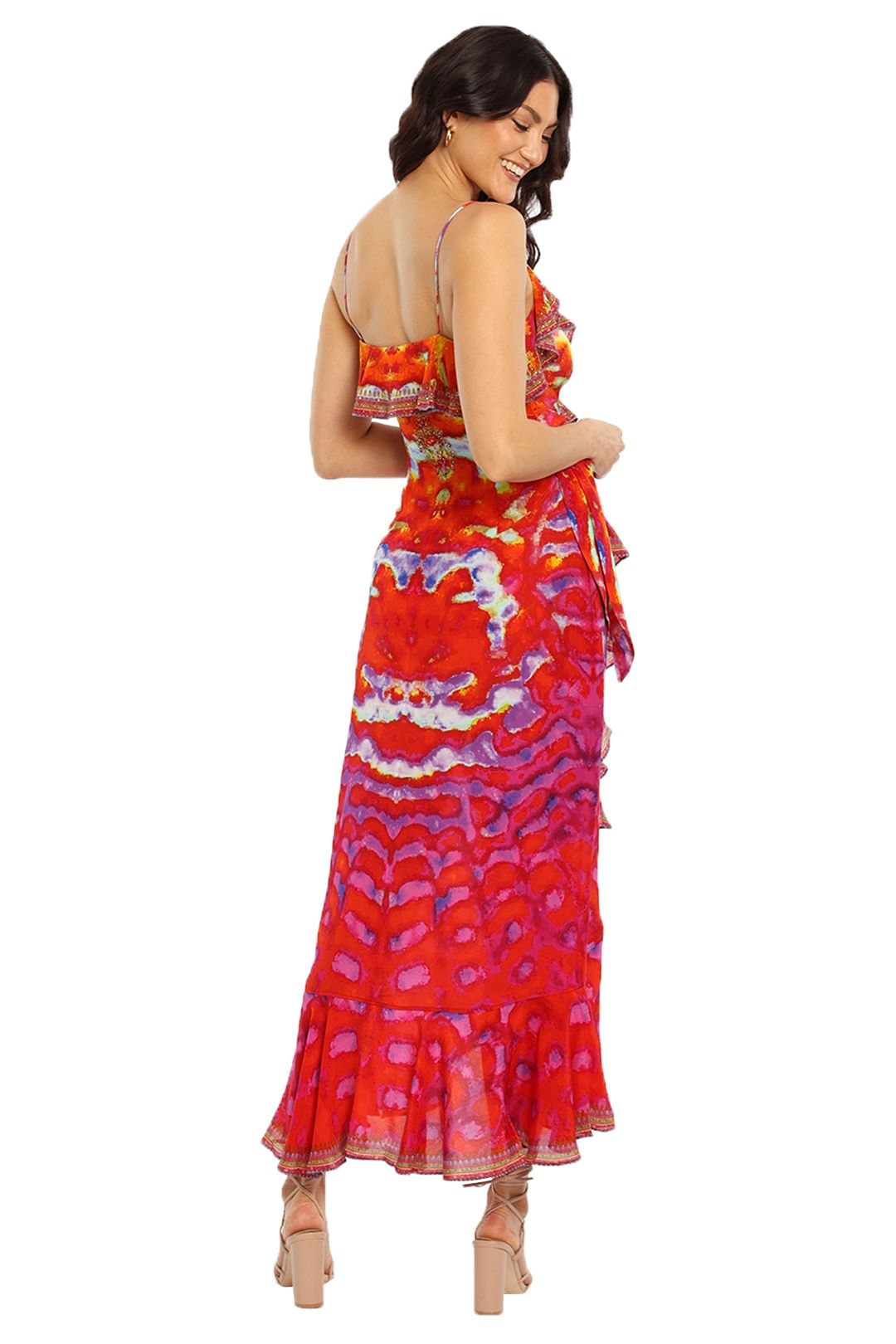 Camilla Midi Wrap Dress With Frill Banshee Beckons Wrap