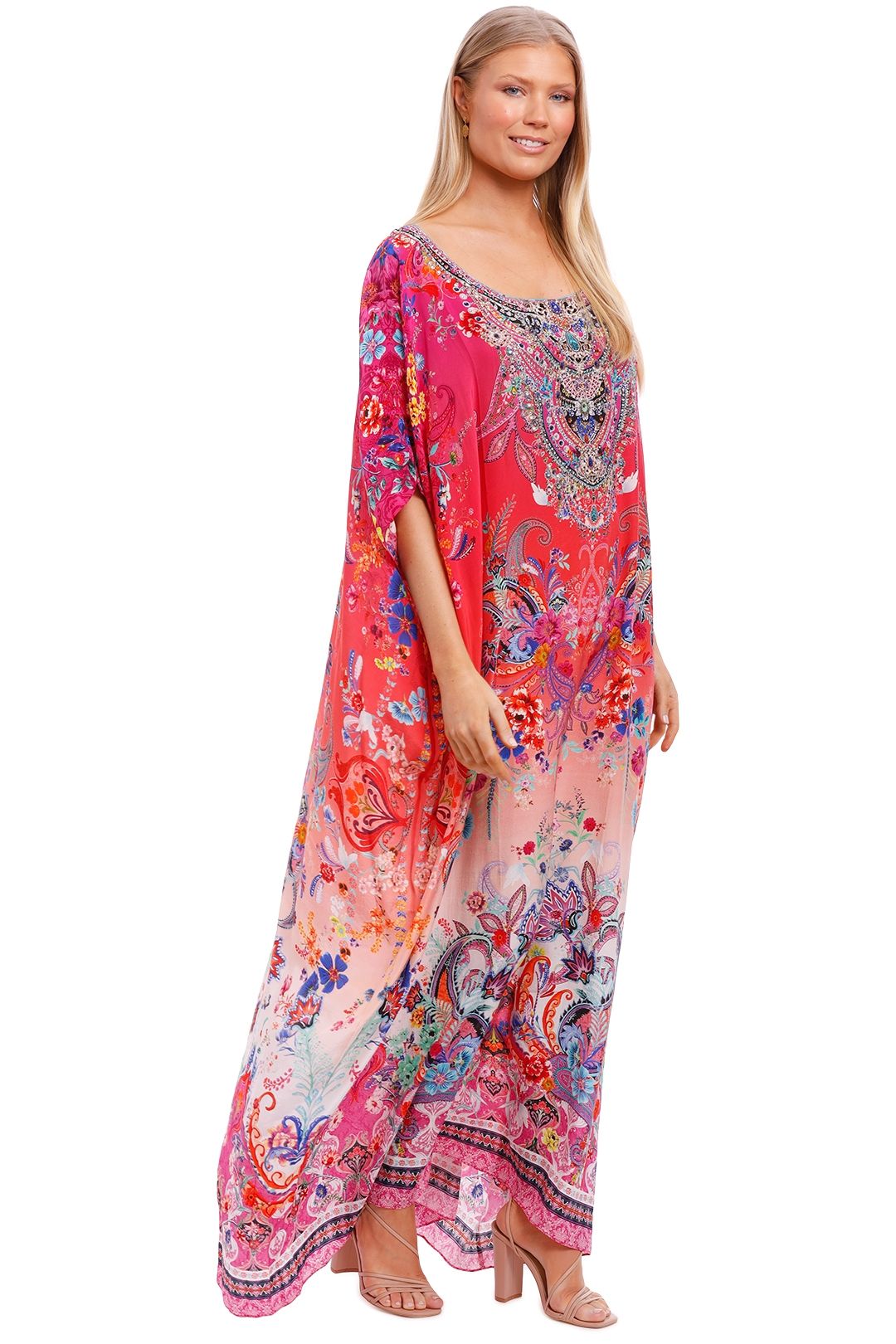 Hire Round Neck Kaftan | Ombre Pink | Camilla | GlamCorner