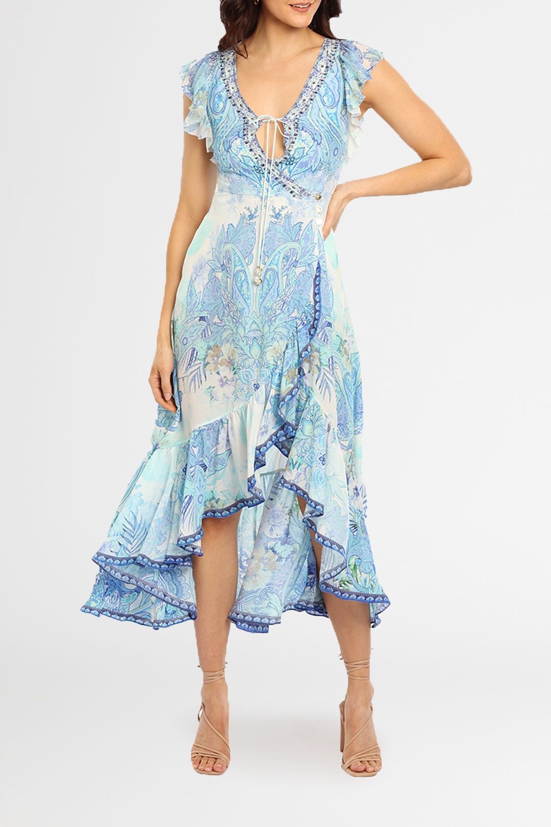 RUFFLE OVERLAYER WRAP DRESS REIGN SUPREME
