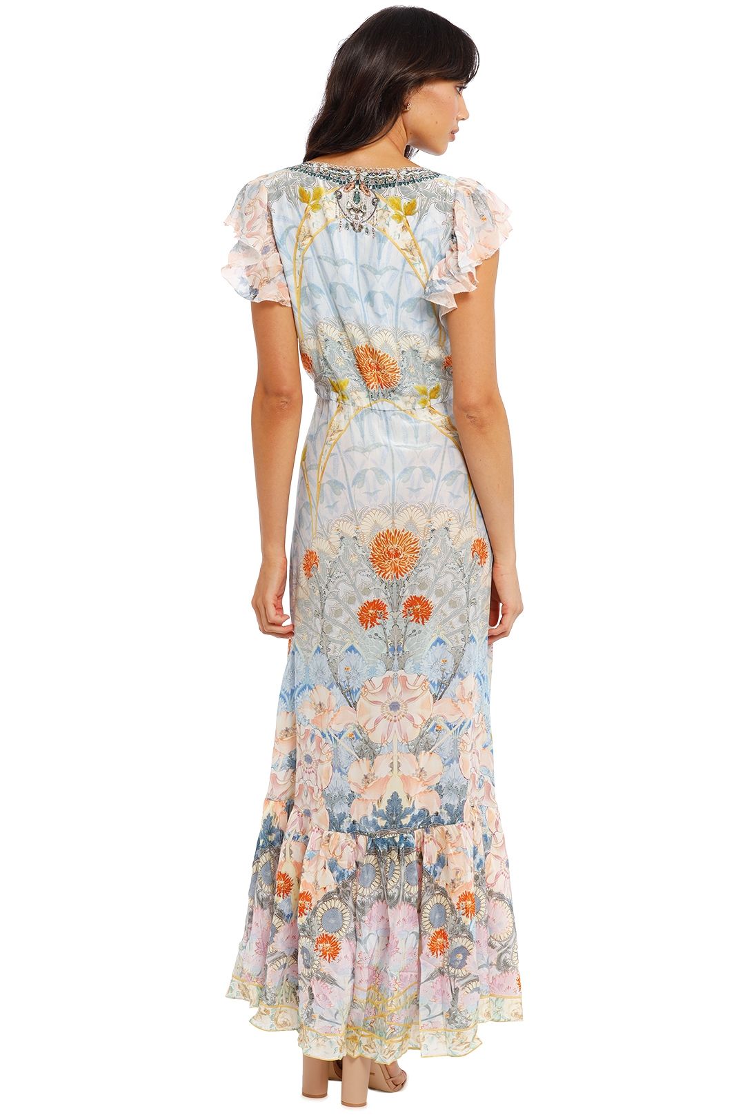 Camilla Ruffle Wrap Dress Morris Muse Abstract Print