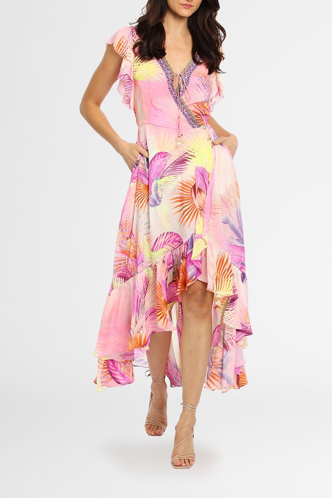 Camilla Ruffle Wrap Dress South Beach Sunrise