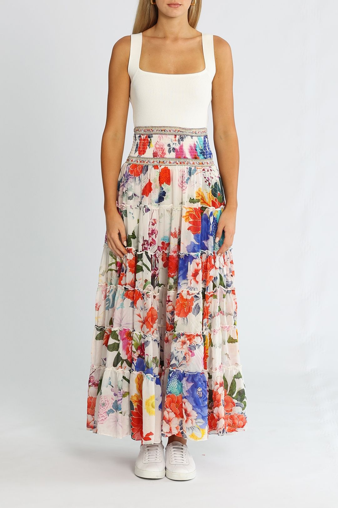 Camilla Shirred Circle Skirt Maxi