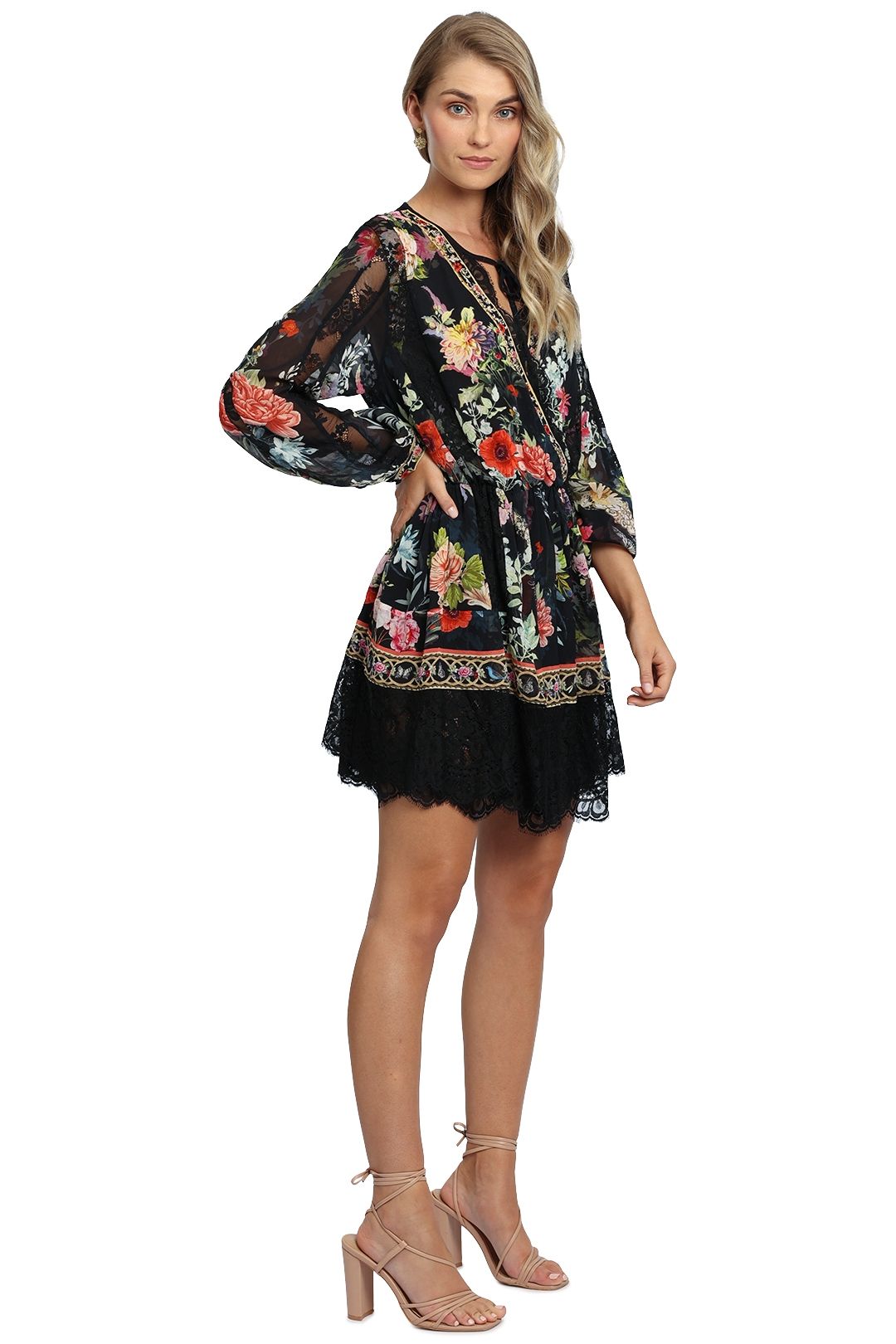 Camilla Spliced Mini Dress Black Print
