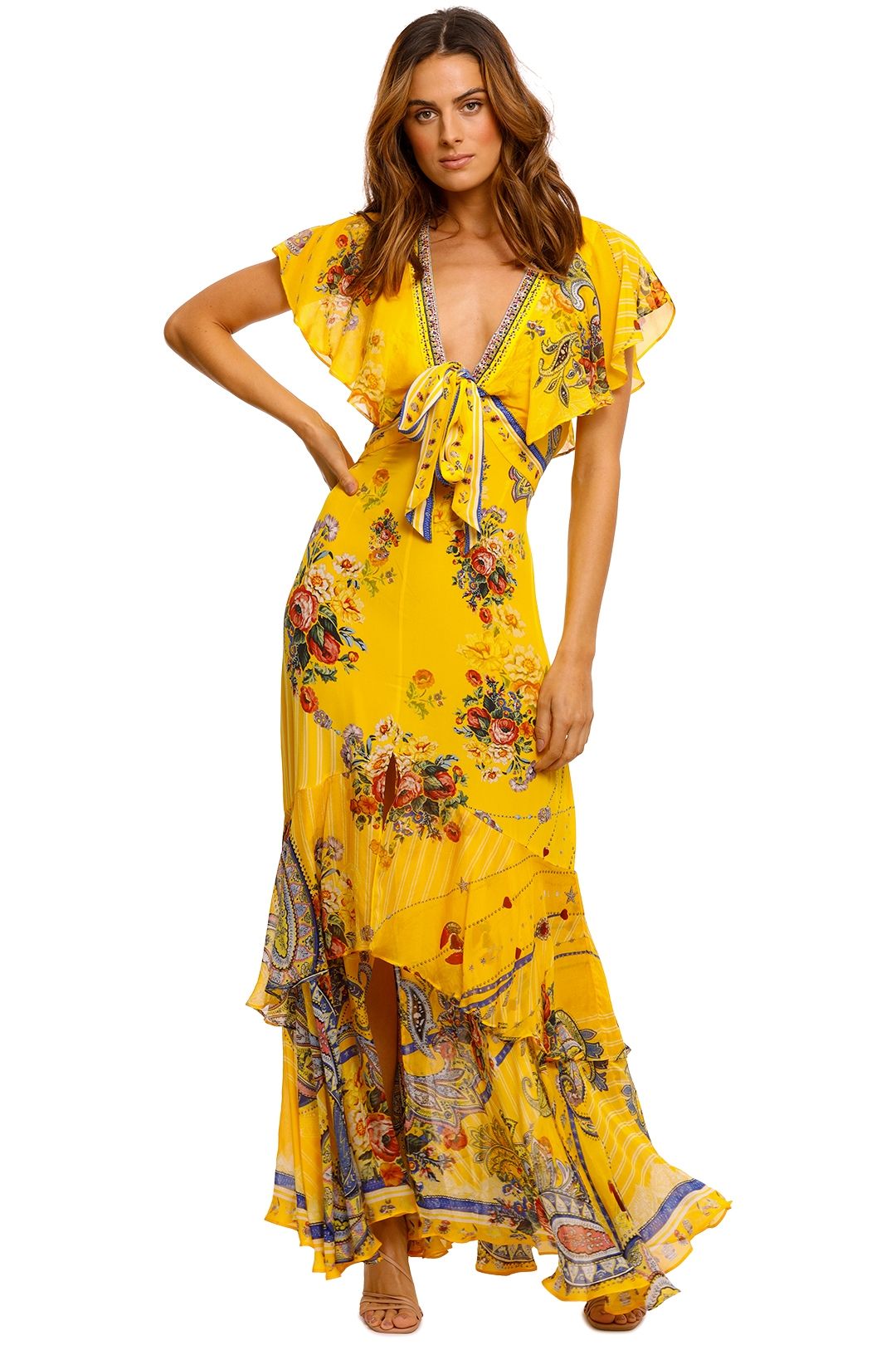 Image of Camilla - Tie Front Maxi With Split