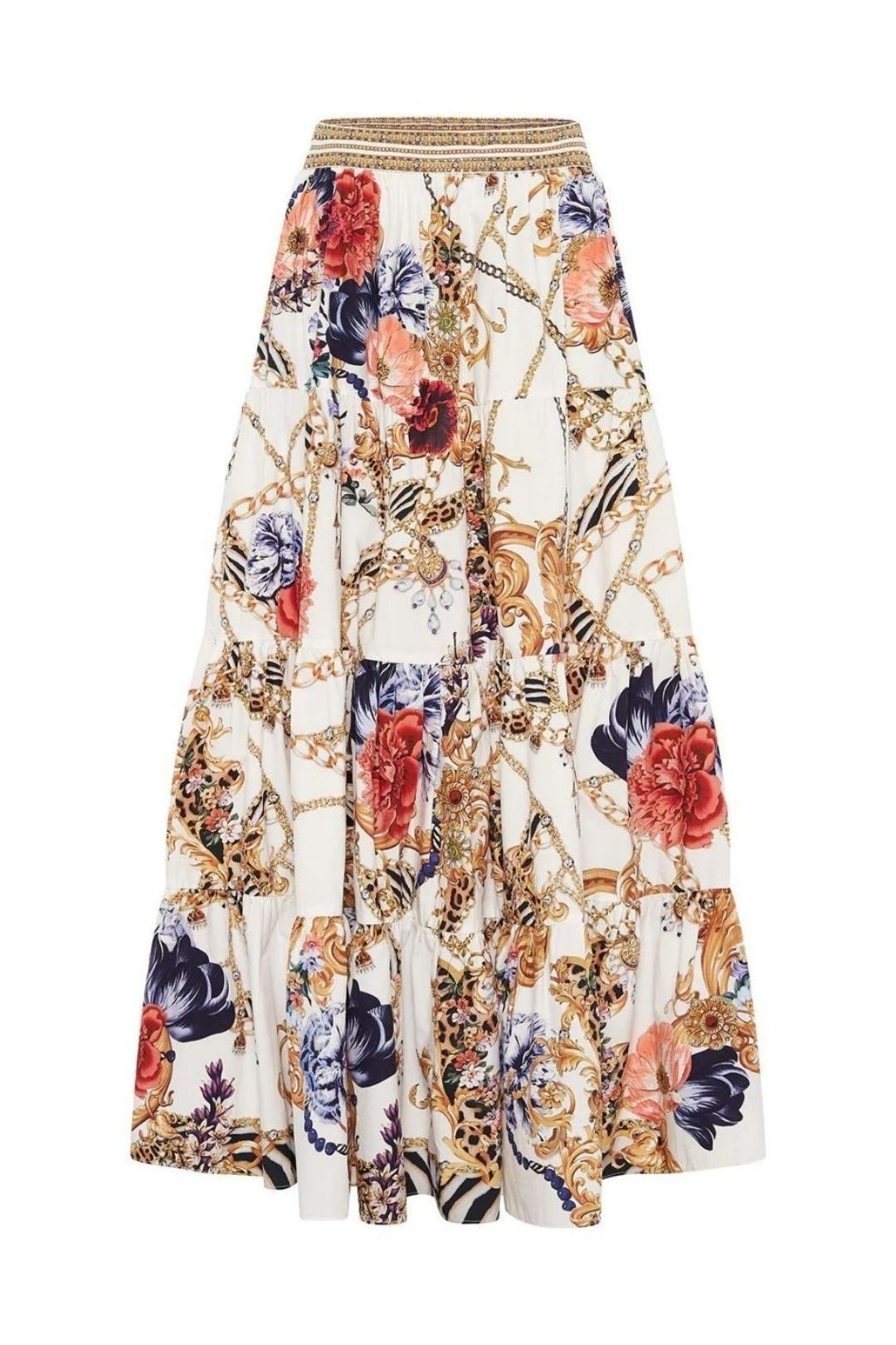 Hire Tiered Maxi Skirt in Reign Supreme Camilla GlamCorner