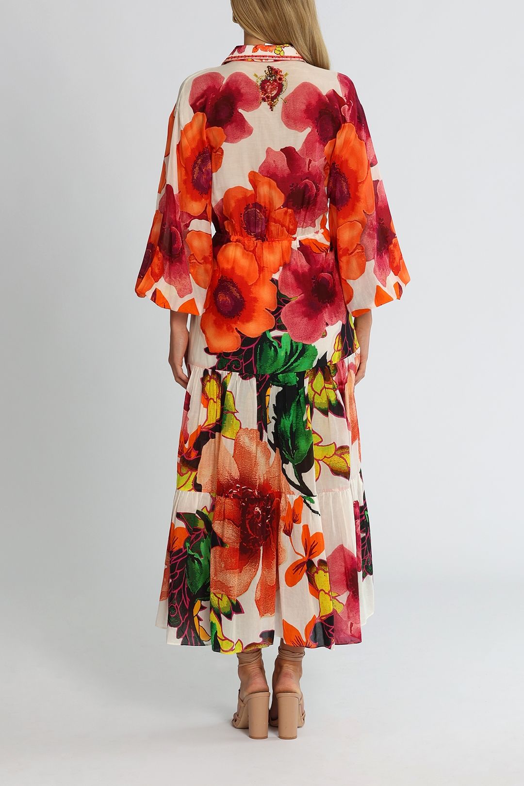 Camilla Tiered Shirt Dress Pretty As A Poppy Balloon Sleeves