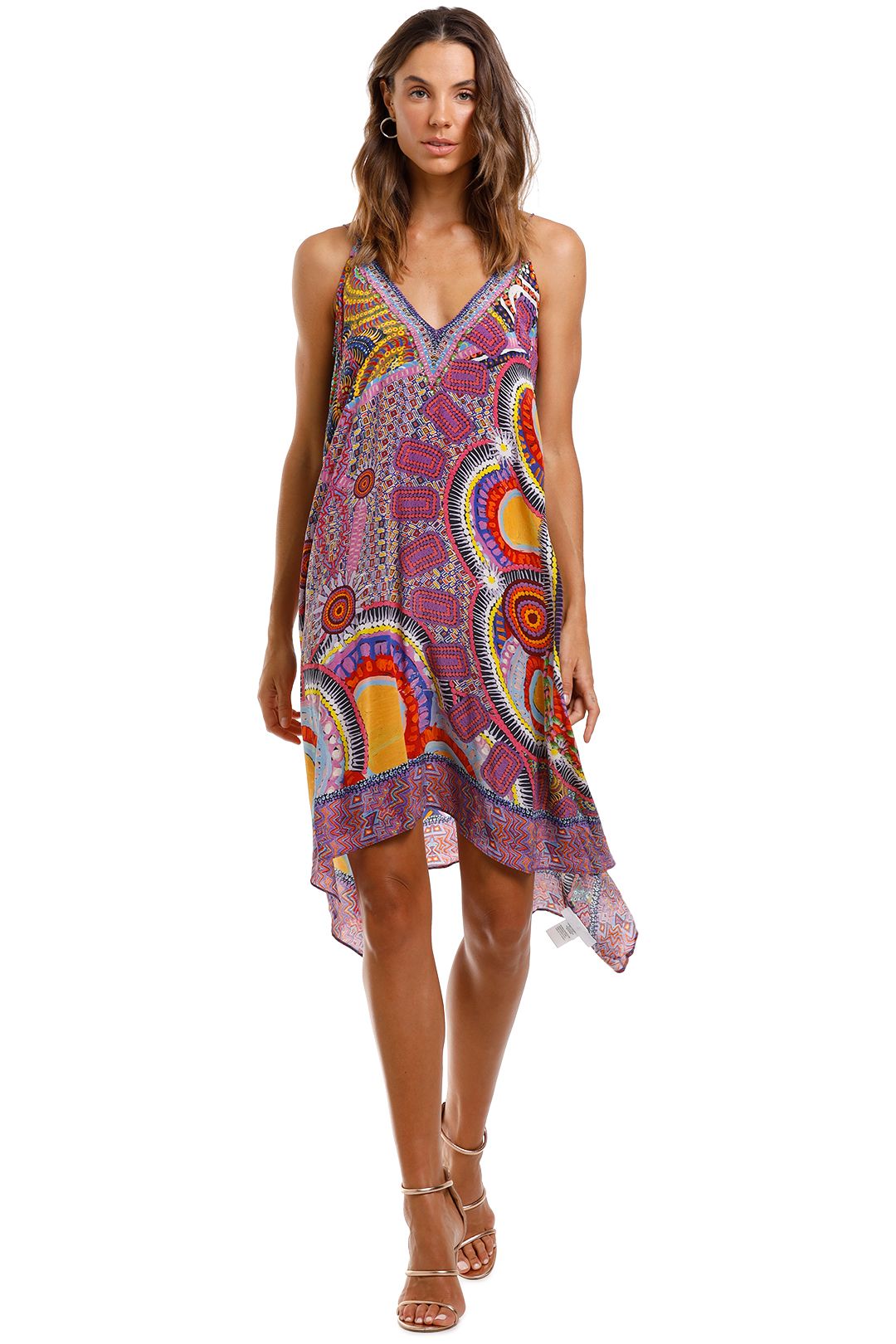Camilla V Neck Strappy Flare Dress 