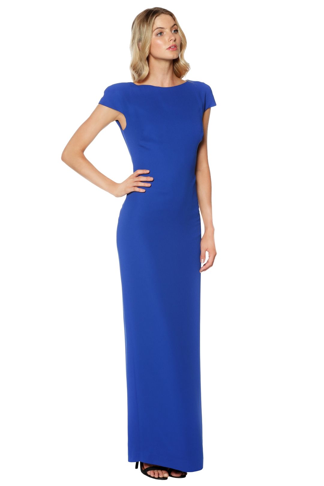 Carla Zampatti - Royal Diamond Cut Out Maxi Dress - Blue - Side
