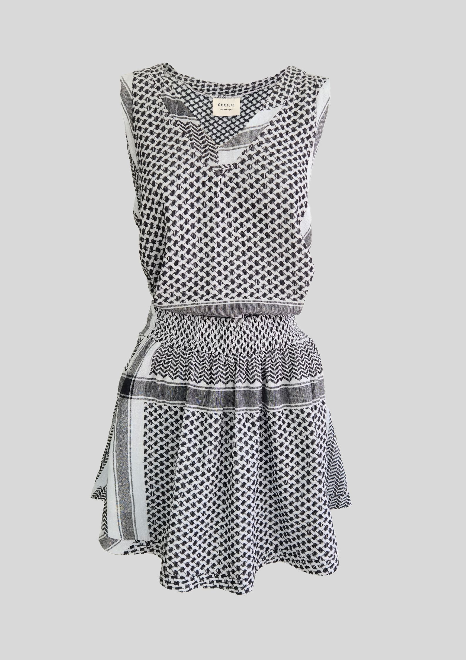 Cecilie Copenhagen - Shirt V and Skirt Set - Black and White 