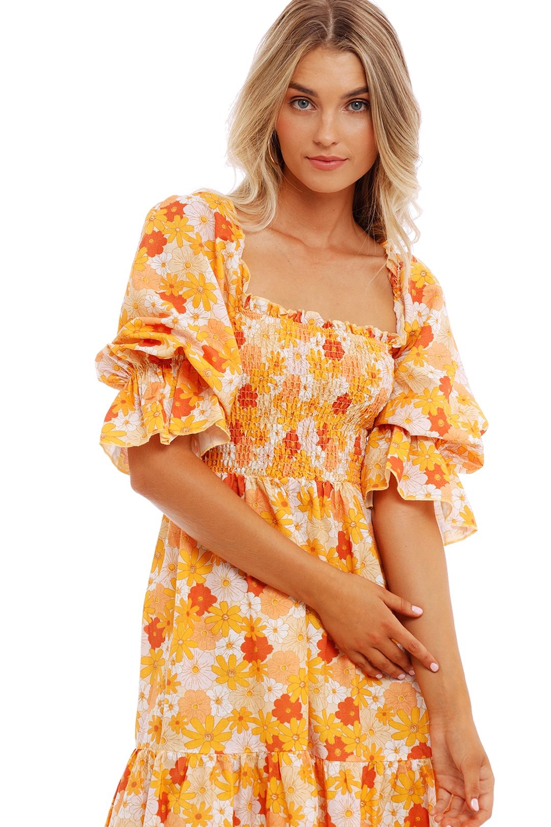 Charlie Holiday Amber Dress Seventies Floral balloon