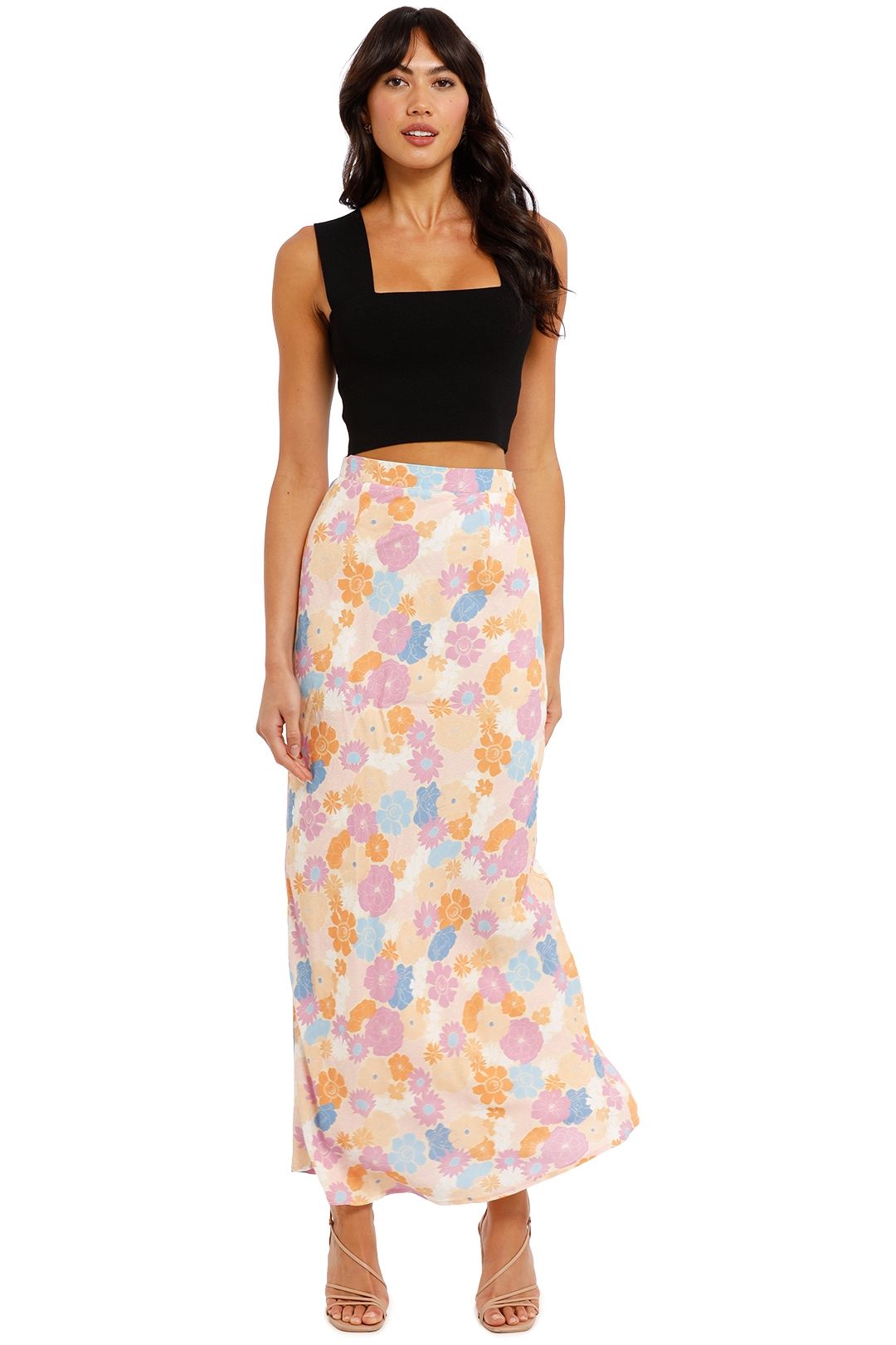 Charlie Holiday Emily Skirt Floral Cove High Waisted
