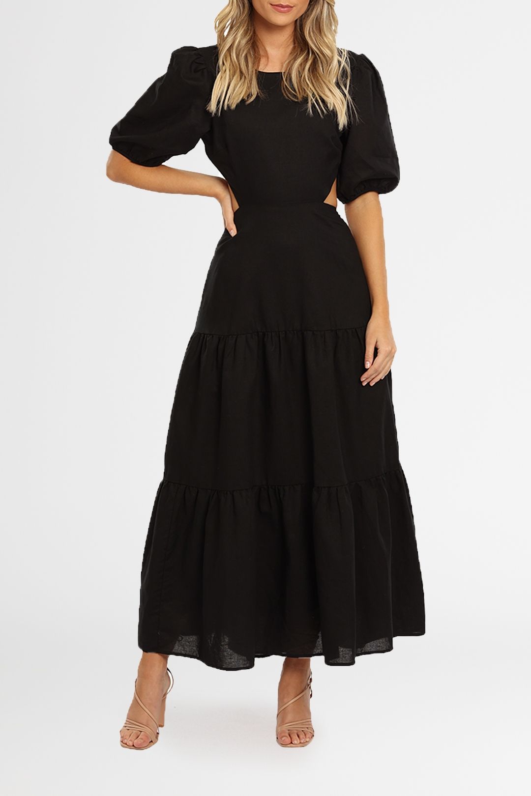 Charlie Holiday Flores Midi Dress Black balloon