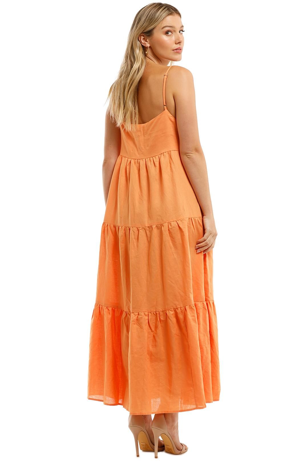 Charlie Holiday Isabella Maxi Orange Smocked Dress