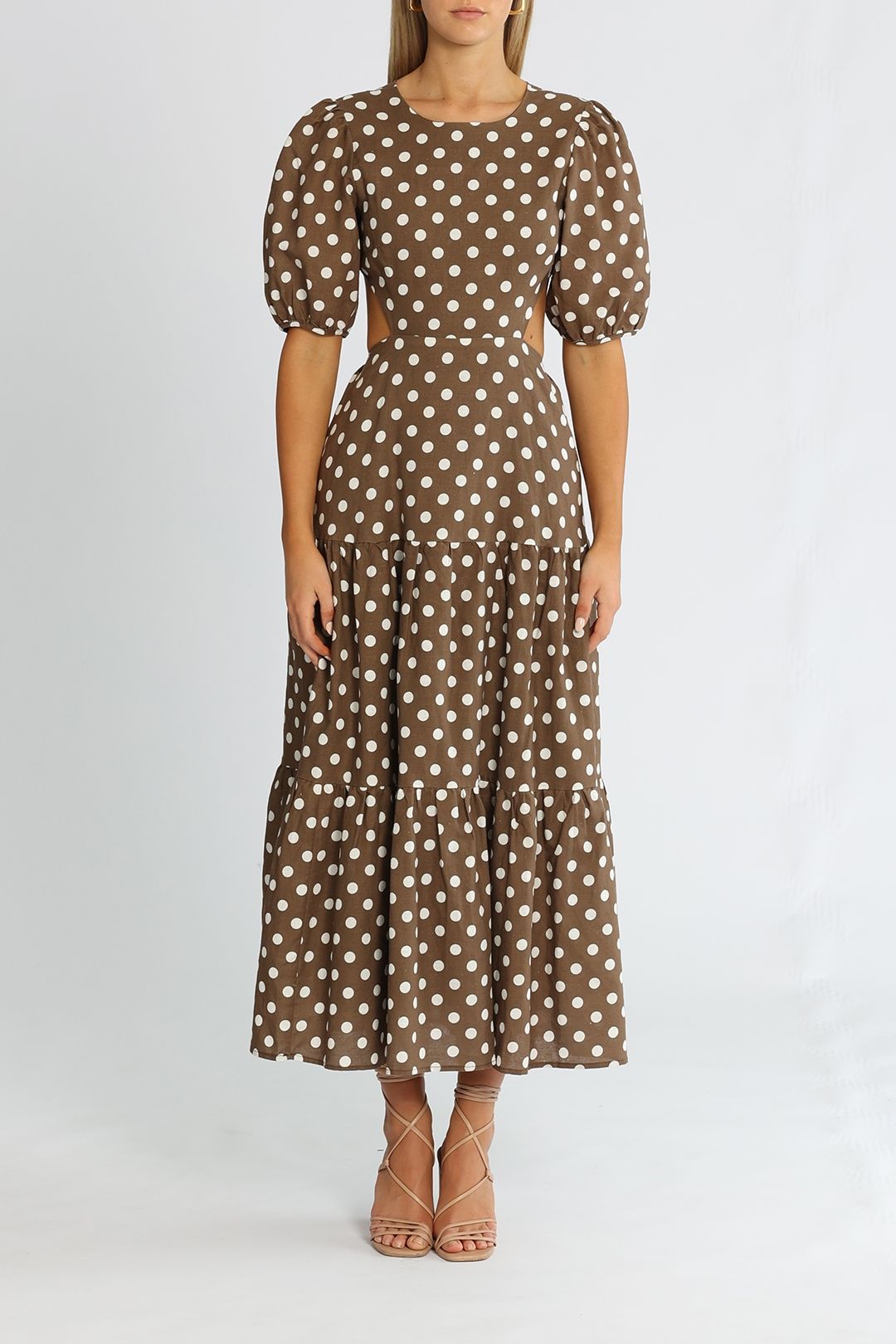 Charlie Holiday The Flores Midi Dress Brown Spot